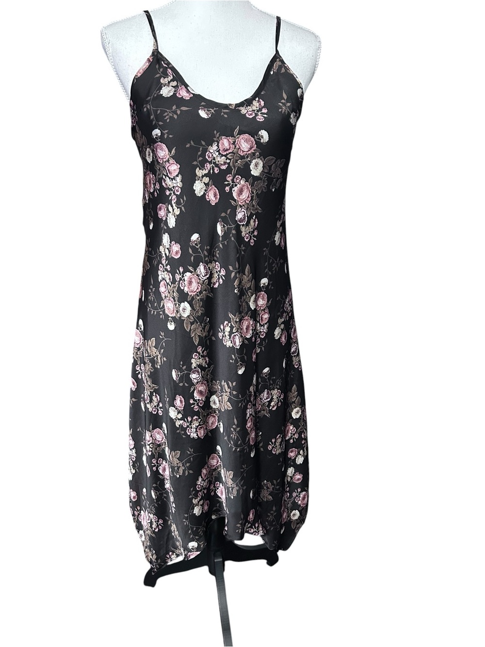 Vtg Wild Moss Y2K Floral Fairy Slip Midi Dress S Boho Brown Classic Preppy Rose